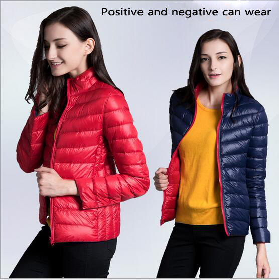2016 Winter New Fashion Ladies Down Short Stand Collar Plus Size Thin Down Jacket Winter Cotton-padded Jacket Women Slim Solid Color Zipper