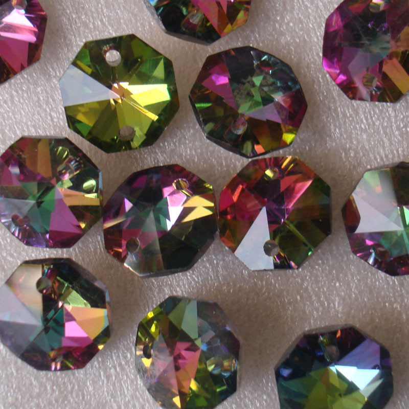 Rainbow Color 14mm Crystal Glass Octagon Beads Strand Garlands