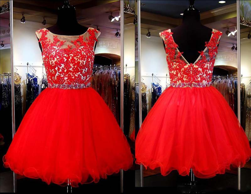

2017 Real Picture Red Lace Short Homecoming Dresses In STOCK Cheap Beaded Sparkly Knee Length Sexy Open Back Prom Dresses Evening Wears, Chocolate