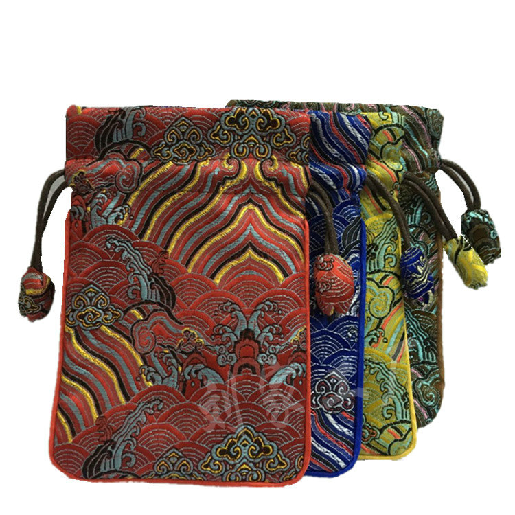 

High Quality Ripple Pattern Small Cloth Bag Silk brocade Jewelry Gift Bag Drawstring Trinket Packaging Pouch Wedding Party Favor Bags