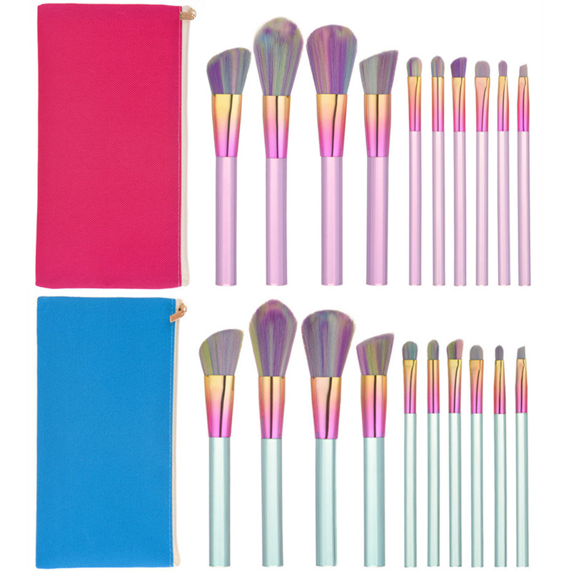 

Cystal Makeup Brushes Sets 10pcs Rainbow Soft Hair Foundation Concealer Cosmetic Kabuki Make Up Brush kit Tools
