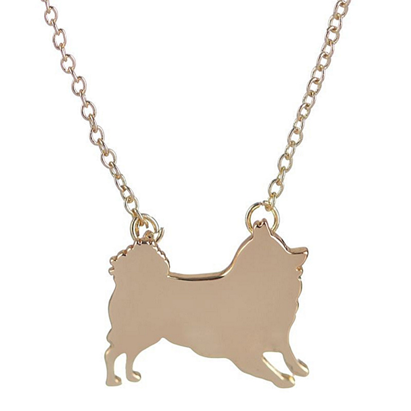 

2016 New Fashion Jewelry Cute Pomeranian Dog Animal Necklace Pendant Silver Gold Plated Link Chain for Women Party Christmas Gifts