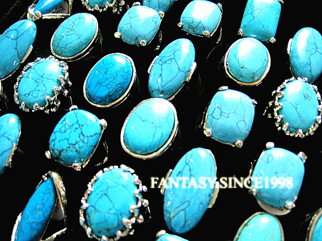 

Brand New 25PCs Mixed Styles Women's Turquoise Metal Alloy Vintage Retro Jewelry Rings Wholesale Bulk Lots, Golden;silver