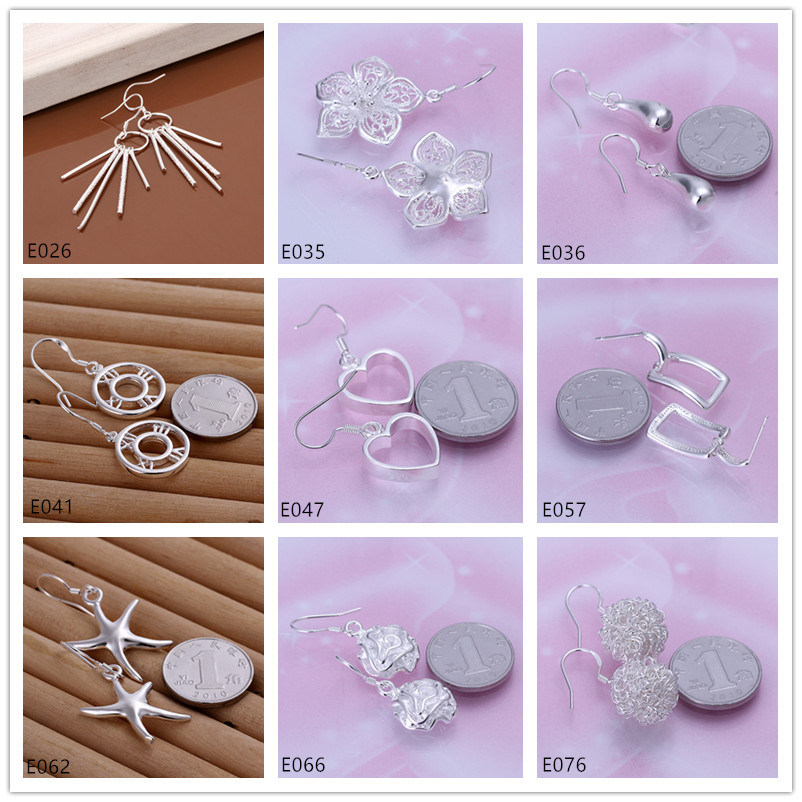 

fashion sterling silver Dangle Chandelier earrings Factory direct sale 9 pairs diffrent style women's 925 silver earring GTE18