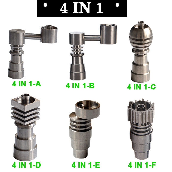 

4 in 1 Domeless GR2 Titanium Nails for Glass Bongs oil dab rigs Glass Water Pipes Free shipping, Best quality!