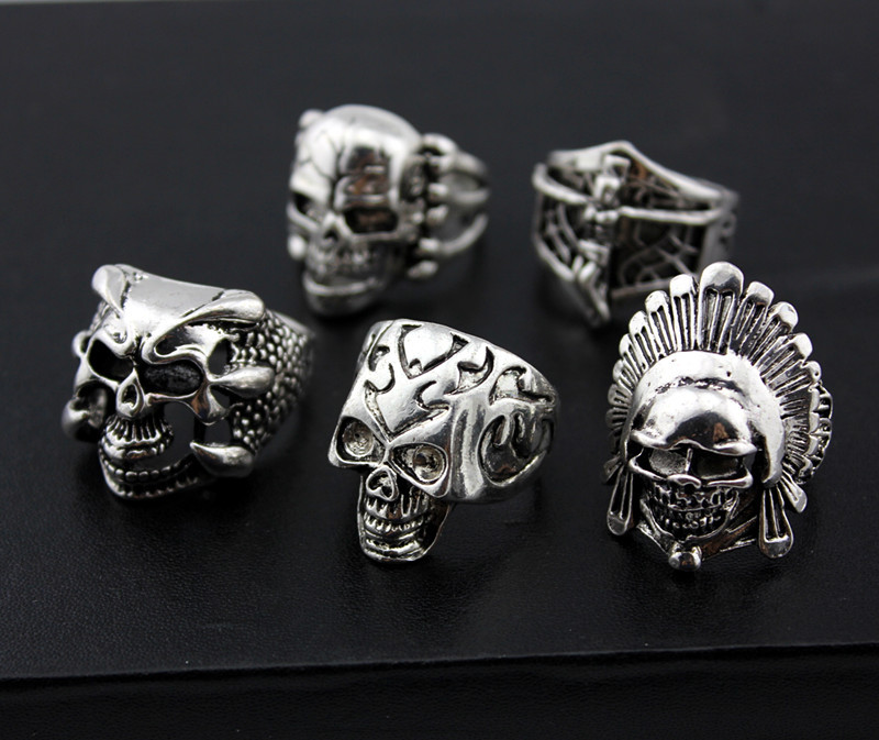 

wholesale mixed lots 36pcs skull men's punk style metal alloy jewelry rings large sizes brand new