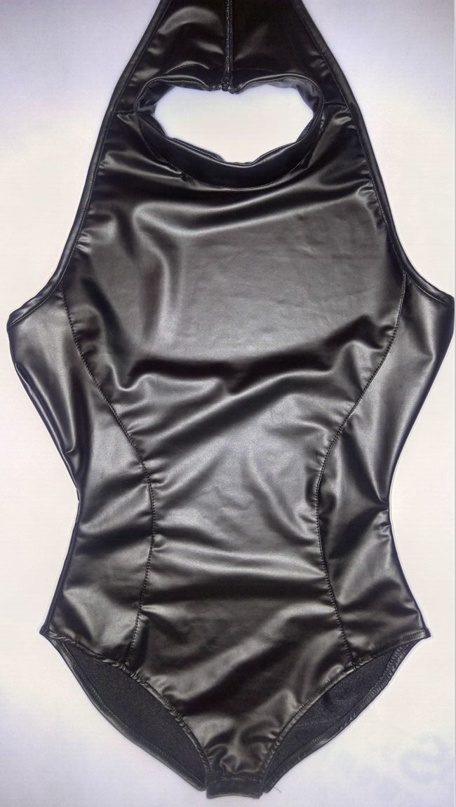 COSPLAY Latex femme de chambre coupe haute Body col haut licou corps porter une pièce maillots de bain costume Catsuit vêtements sexy Lingerie ér