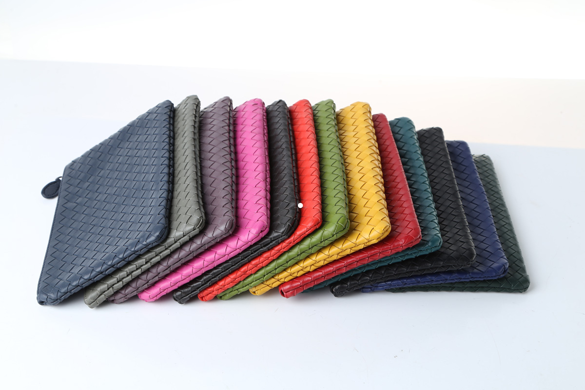 

New women woven evening bag genuine leather handbag ladies fashion day clutch lambskin woven cosmetic bags women leather purse wallets, Sapphire blue