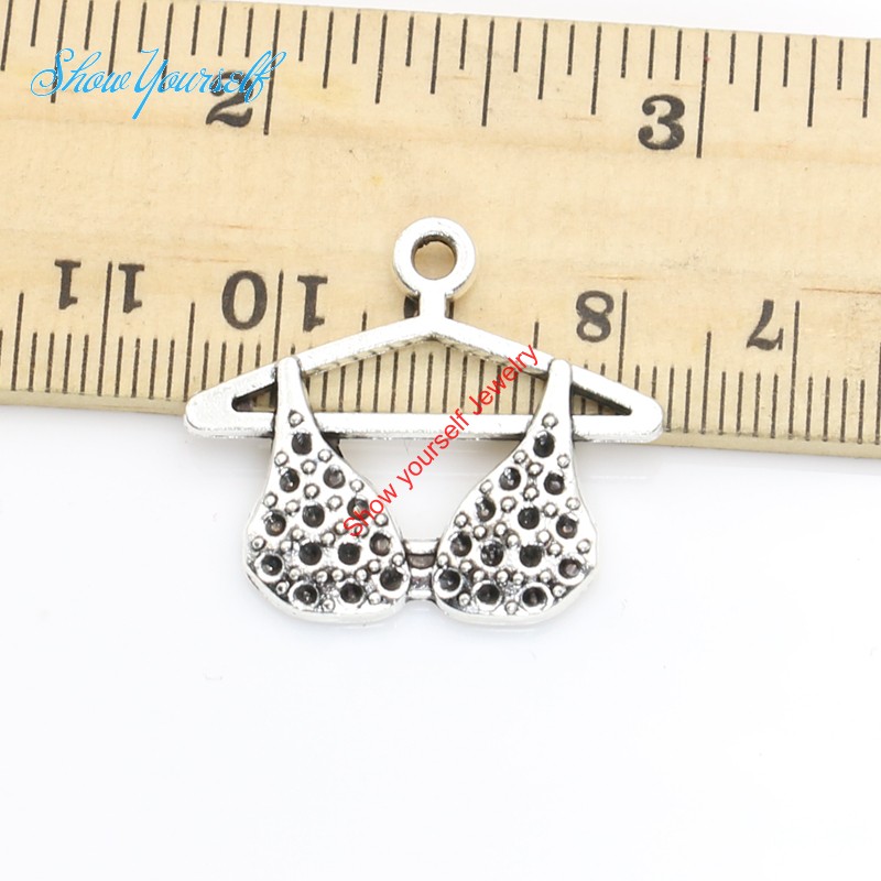 10pcs/lot Antique Silver Plated Clothes Bra Charms Pendants Necklace Bracelets for Jewelry Making DIY Handmade Craft 24x27mm-image-378476094