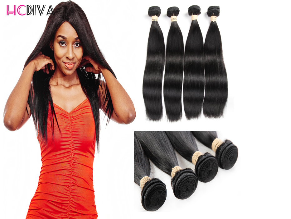 

8A 4 Bundles 8-28 inch Brazilian Virgin Silk Straight Hair Unprocessed Human Hair Extensions Double Weave Weft Thick, Natural color