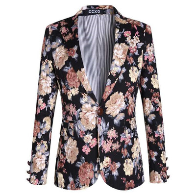 Vente en gros-2016 Nouvelle marque Hommes Mode Coton Imprimé Casual Blazer, Veste Hommes, Robe de mariée, Plus Taille M-5XL Livraison Gratuite 98
