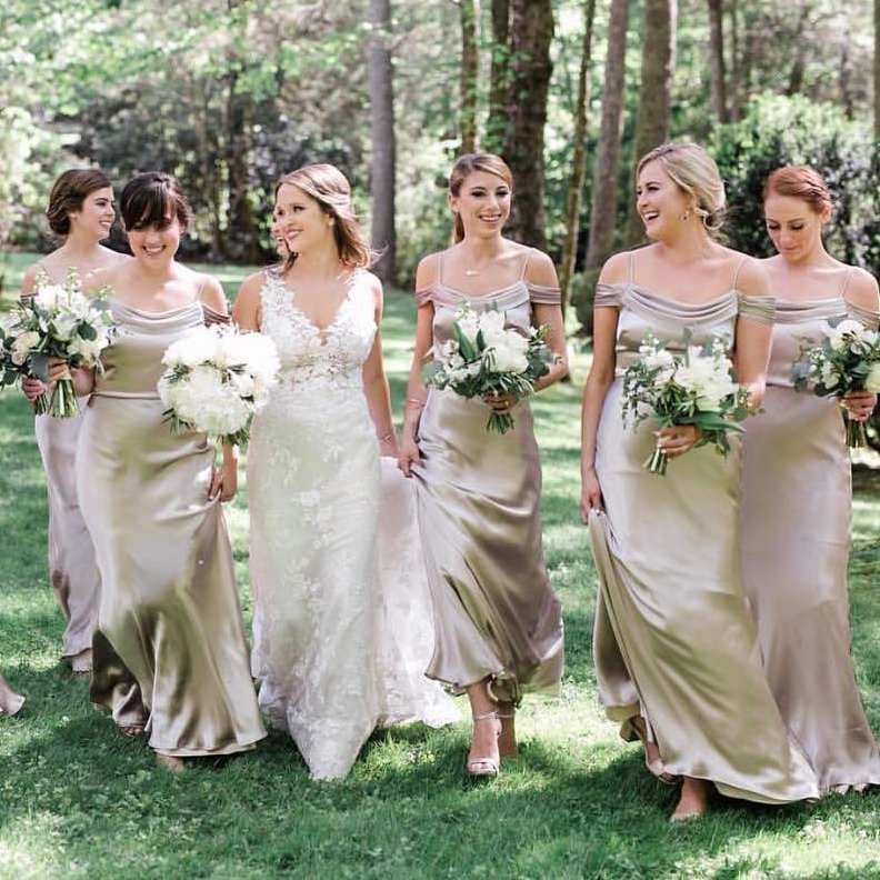 

Cheap Country Mermaid Bridesmaids Dresses Straps Off Shoulder Wedding Guest Dress Floor Length Long Maid Of Honor Gowns