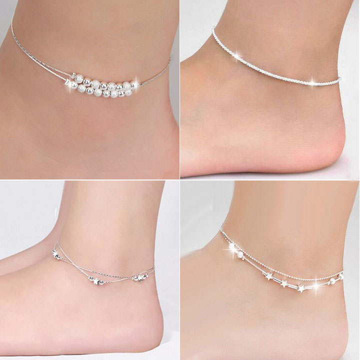 Haut Grade Argent Bracelet Anklet Vente chaud Bracelets de cheville de la chaîne Fashion Link pour les femmes Fille Pied Bracelets Bijoux en gros