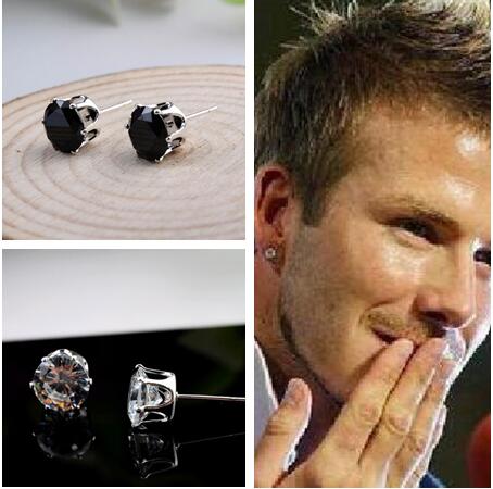 

2018 new fashion Man woman 4MM circular Six claw steel zircon ear studs black white Crystal Earrings Unisex Earrings 20pairs/lot