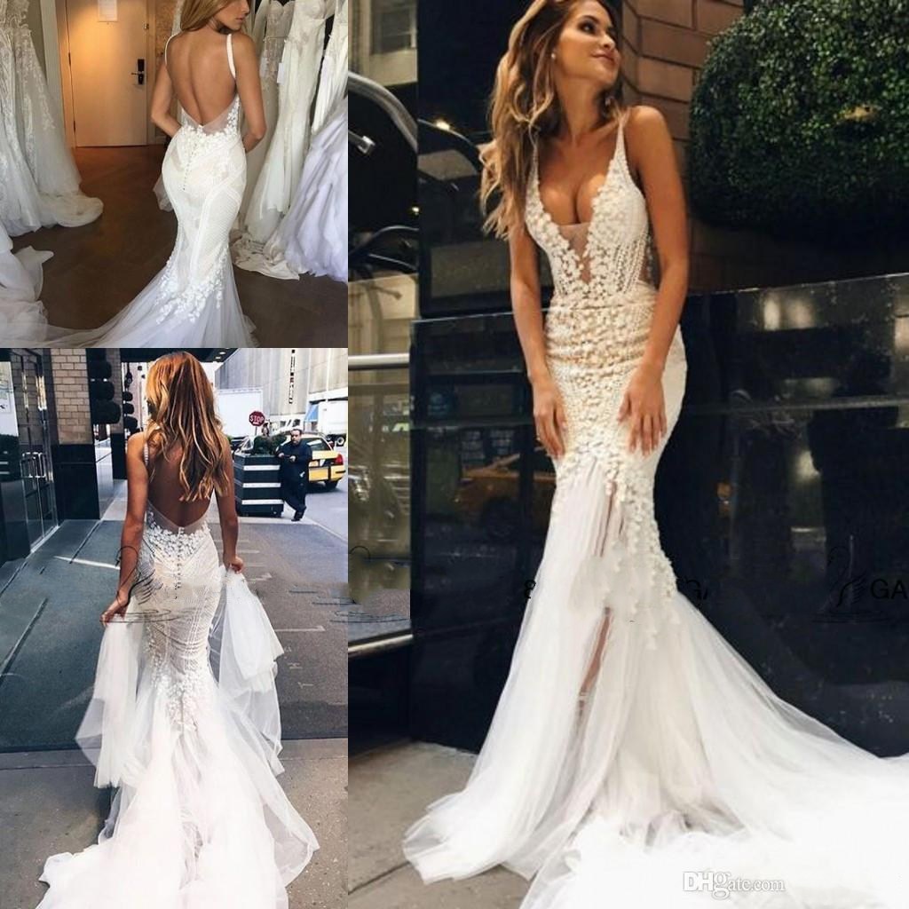 

2019 new arrival wedding dresses mermaid Deep V Neck lace gorgeous and vintage lace wedding gowns, Champagne