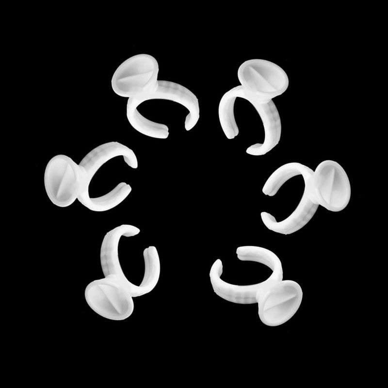 

100Pcs/Set Adhesive Eyelash Pallet Holder Set Disposable Glue Holder Ring Pallet for Eyelash Extension Tattoo Pigment
