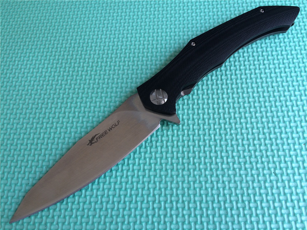 

Best price! FREE WOLF Warriors Flipper Bearing Hand-Brushed 9CR18MOV 58-60HRC Sanding Blade G10 Handle OEM EDC Jackknife Camping Tool