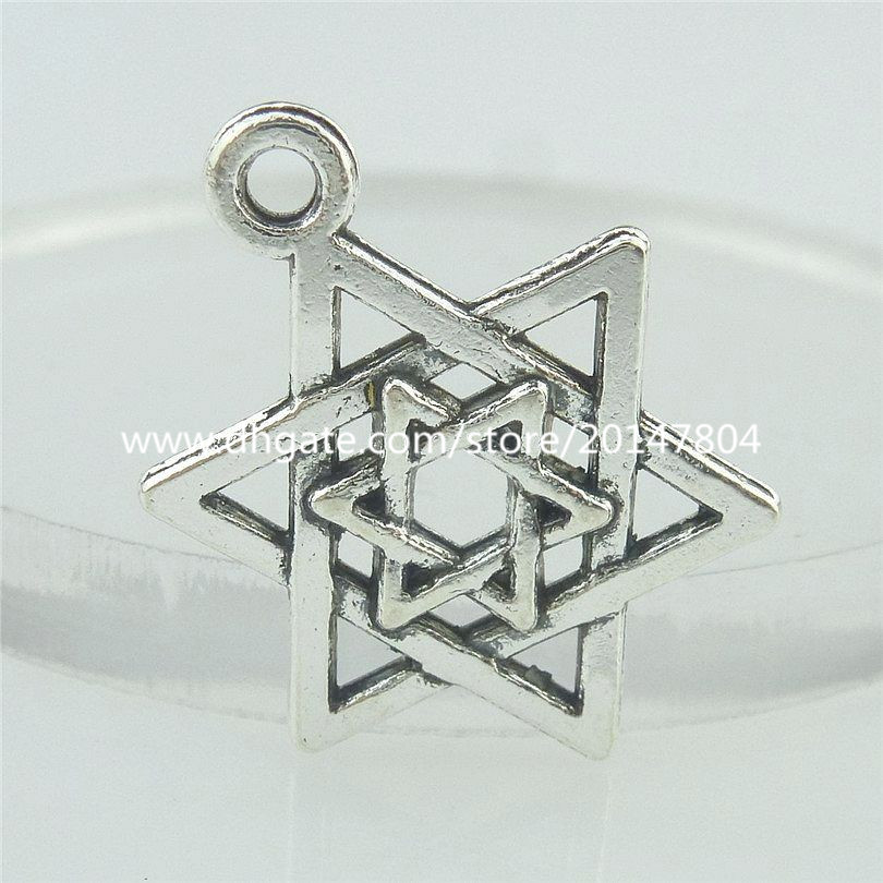 

16299 50PCS Antique Silver Vintage Star of David Magen David Witchcraft Pendant
