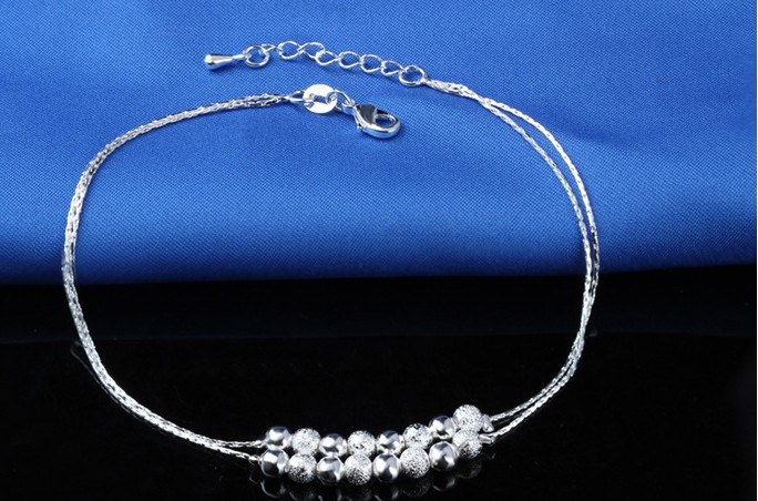 Metal Crafted Beads S925 Anklets Sterling Silver Ankle Bracelets Ankle Chain Barefoot Sandals Foot Chains Charms For Foot
