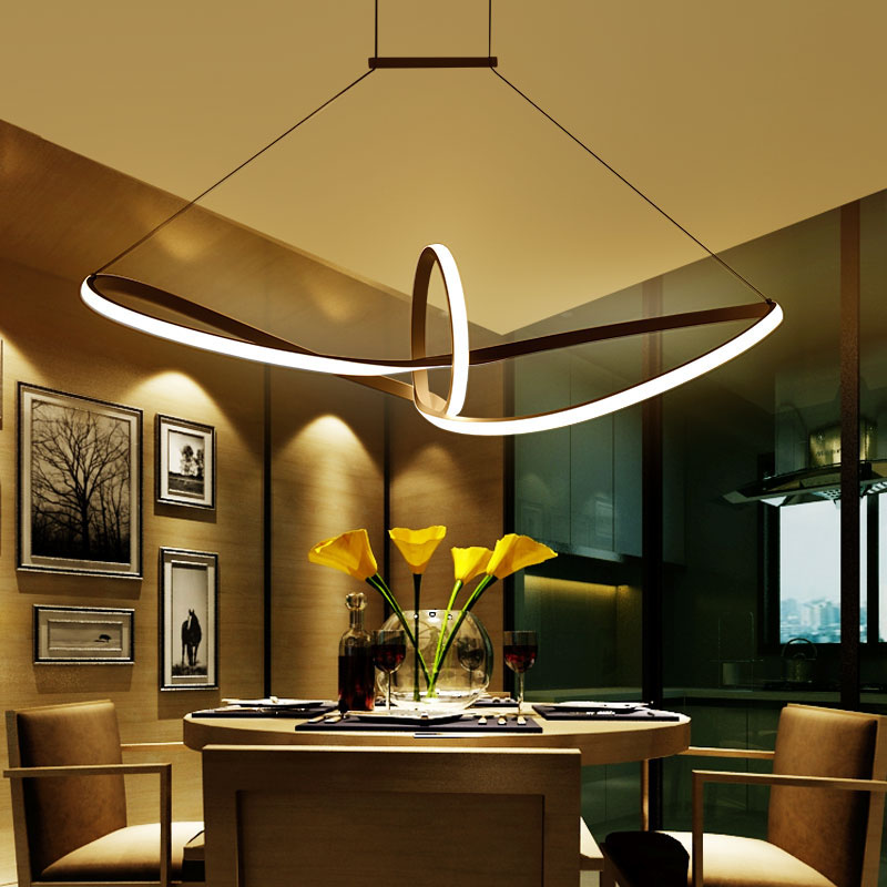 

Acrylic Simple Curve Sail Boat Suspension Led Pendant Light Aluminium Lamp