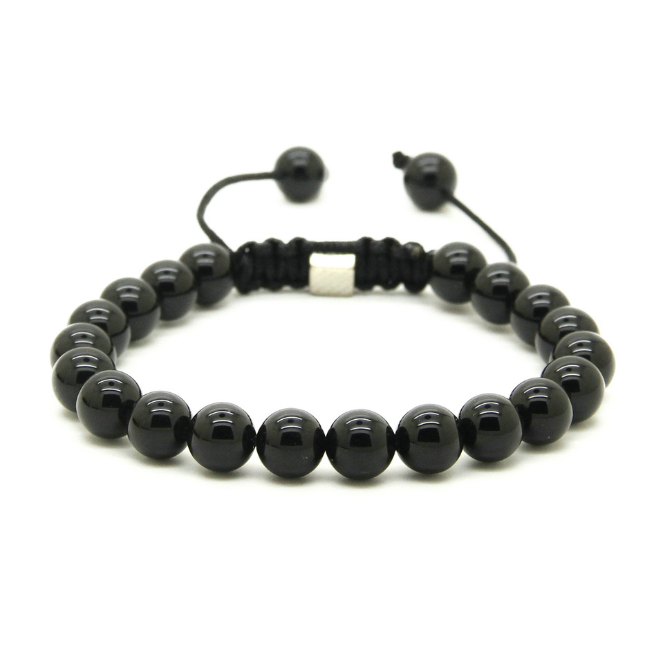 Black Imperial Jasper natural semi piedras preciosas preciosas 6mm con cuentas pulsera