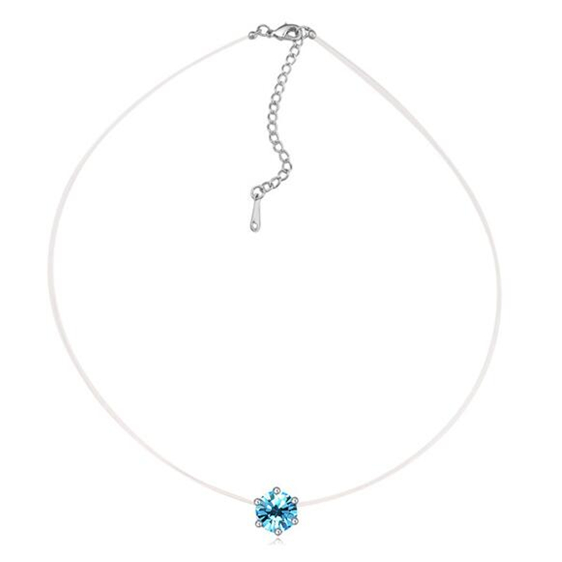 

Vintage Fashion Jewelry Necklace Pendants Crystal from Swarovski Elements Transparent Short Chain Necklace Birthday Gift for Girlfriend 1569, Silver