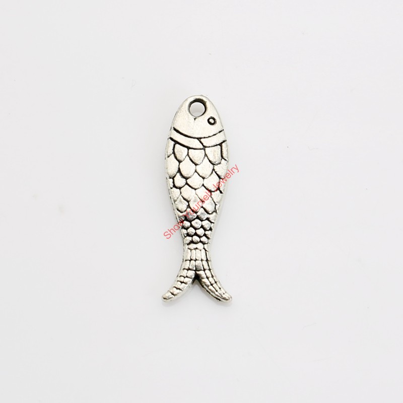 

20pcs Antique Silver Plated Fish Charm Pendants for Bracelet Necklace Jewelry Making DIY Handmade Craft 23x7mm
