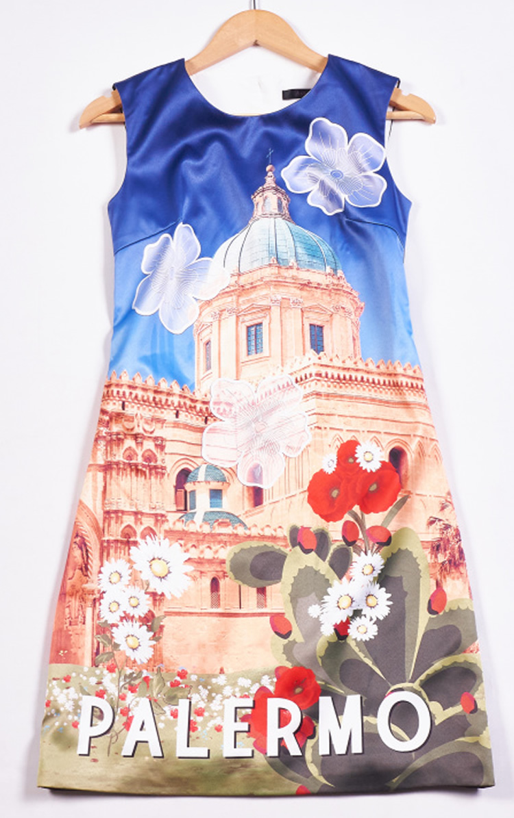 

Fashion Print Women A-Line Dress Sleevless Casual Dresses 031699, As pictures