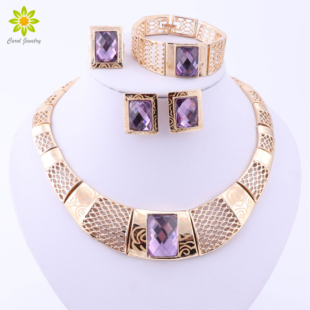 Fashion Nigerian Wedding Gold Plated African Beads Jewelry Sets For Women Party Trendy Dubai Jewelry Set Wedding Accessories