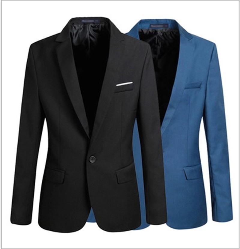 

Wholesale- 2017 New Suit Jacket For Men Terno Masculino Suit Blazers Jackets Traje Hombre Men' Casual Blazer 2 Colors Size -XXL, Black