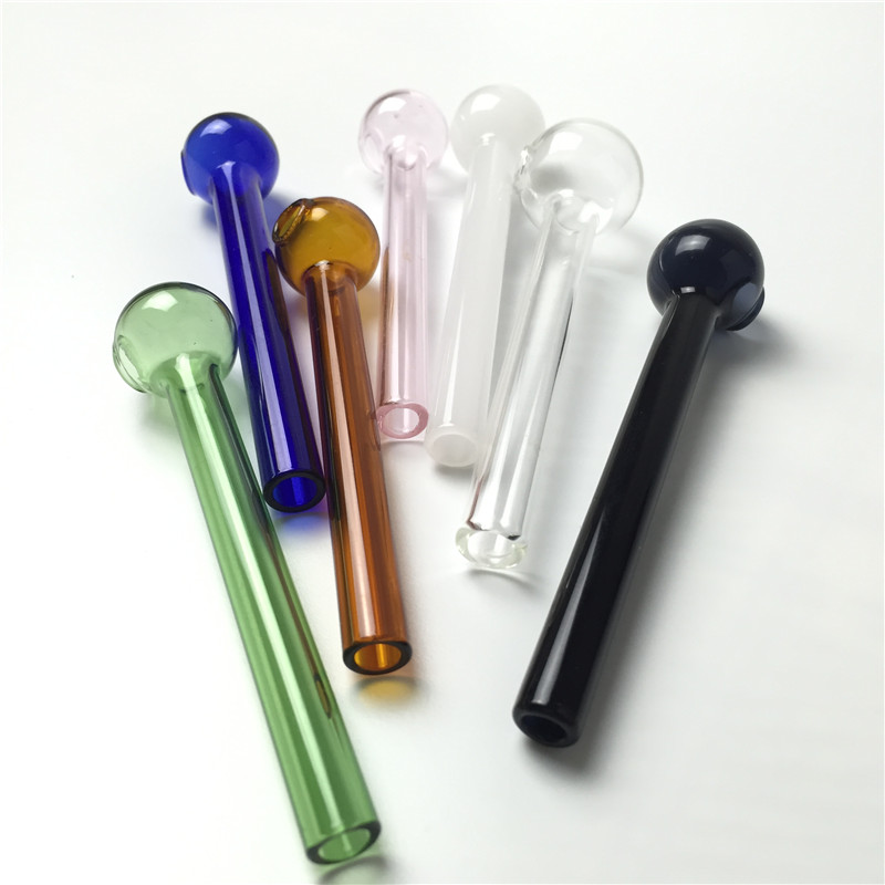 

10cm colorful hand glass oil burner for smoking pyrex glass oil burner pipe hand pipe thick oil burner bubbler