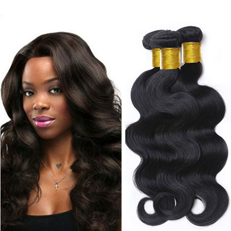 

100% Unprocessed Human Hair Wefts Virgin Brazilian Hair Weaves Body Wave Bundles Peruvian Indian Malaysian Mongolian Cheap Hair Extensions, Natural color