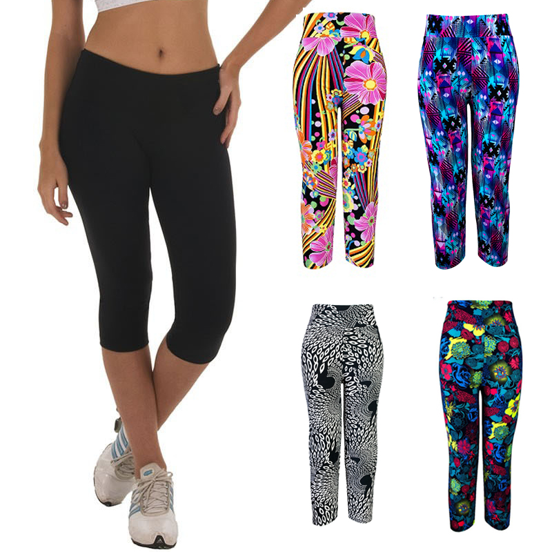 High Waist Sexy Printed Leggings Legging Women Print Summer Style Black Pants Capris Women Leggins Female Pants Mid Calf Legging-image-403643461
