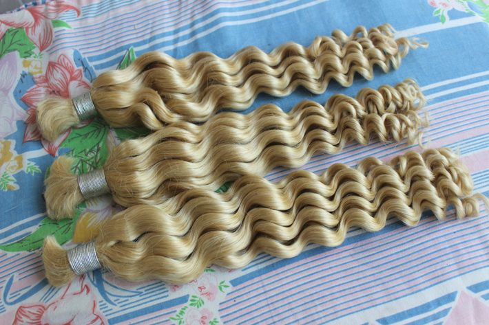 

Super Deal 613 Blonde Curly Braiding Hair Brasil Extensions In Bulk Cheap Deep Wave Brazilian Human Hair Bulk For Braids No Attachment