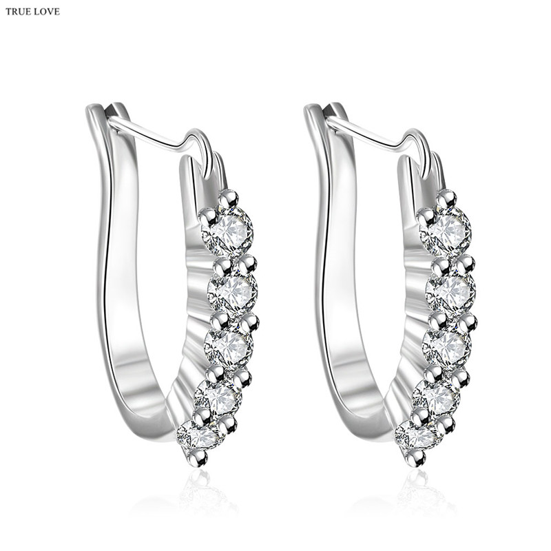 

925 silver charm stud earrings zircon fashion jewelry for women classic design top quality free shipping birthday gift, Golden;silver