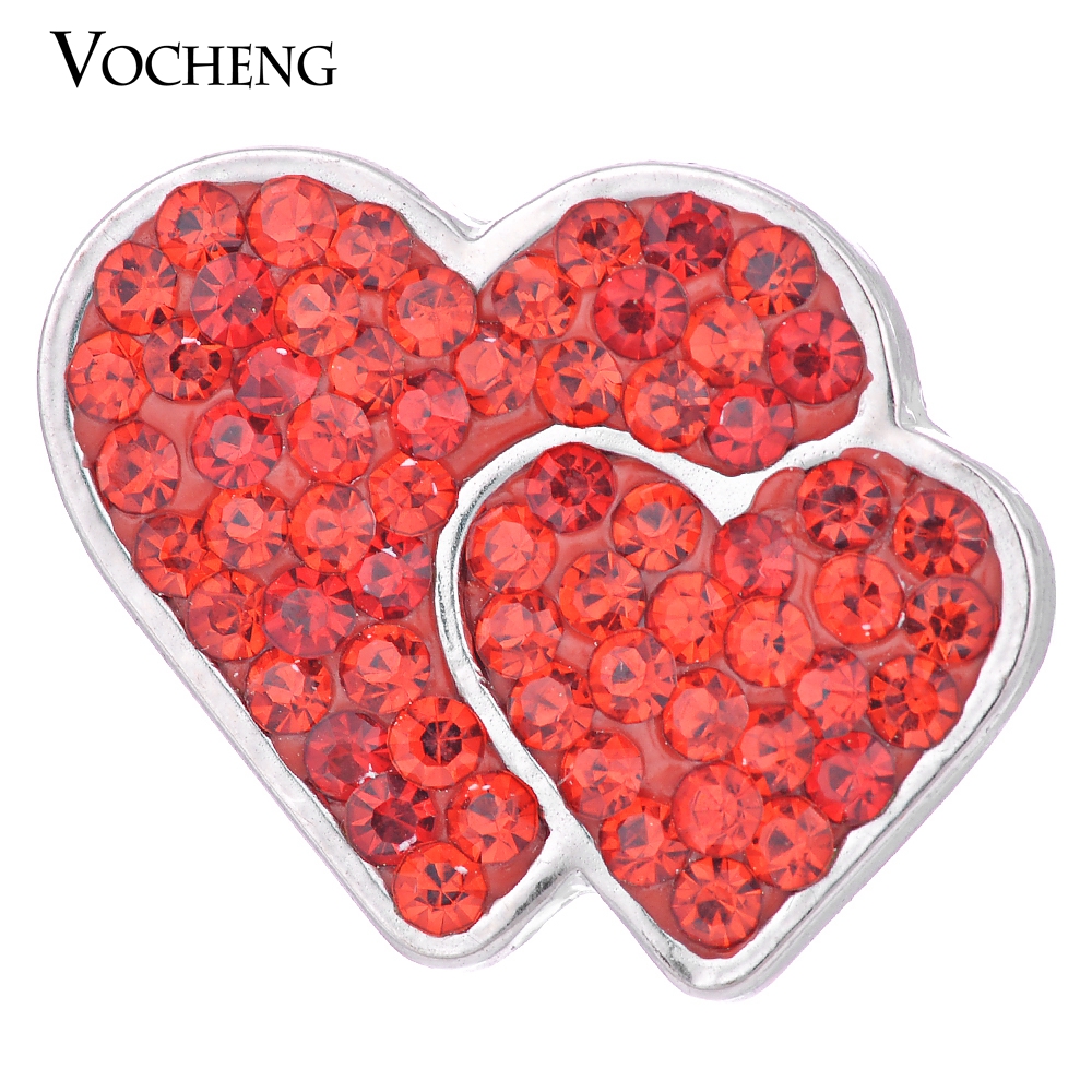 

NOOSA 18mm Snap Charms 3 Colors Bling Crystal Double Love Heart Ginger Snap Jewelry VOCHENG Vn-1056