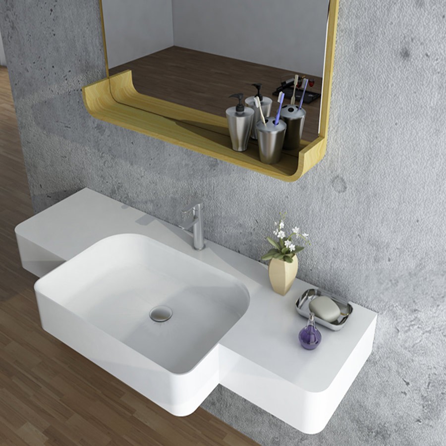 Rectangular Solid Surface Stone Wall hung Sink Fashionable Cloakroom Washbasin RS38189-image-407066221