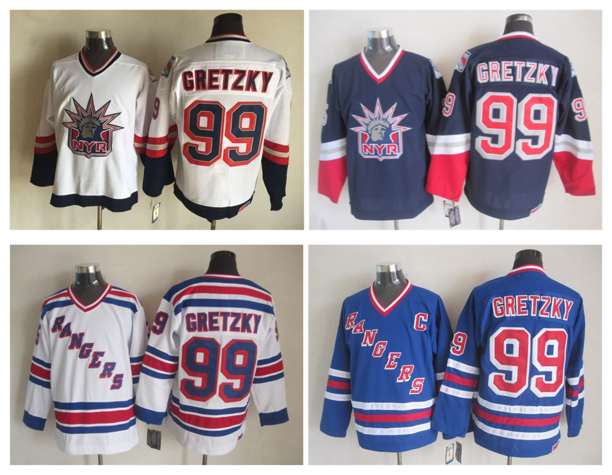 

Top Quality ! New York Rangers Jersey 99 Wayne Gretzky 1998 Statue Of Liberty Vintage CCM Authentic Stitched Ice Hockey Jerseys, Blue