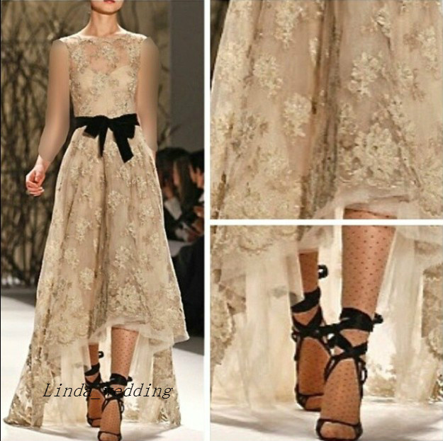 

Monique Lhuillier Designer Lace Evening Dress High Low With Black Sash Runway Special Occasion Dresse Party Gown, Burgundy