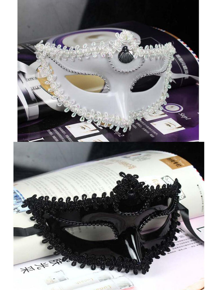 

Womens Sexy Charm Mask Lace Edge Venetian half Face Mask Party Masquerade Halloween Eye Mask Fancy Dress Costume Mask (White And Black)