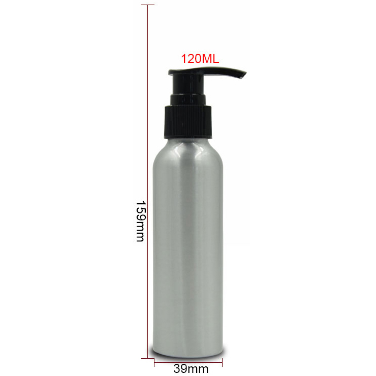 

120ml Portable Aluminum Pump Makeup Bottle Refillable Empty Lotion Sprayer Bottle Travel Cosmetic Containers 10pcs/lot FZ134
