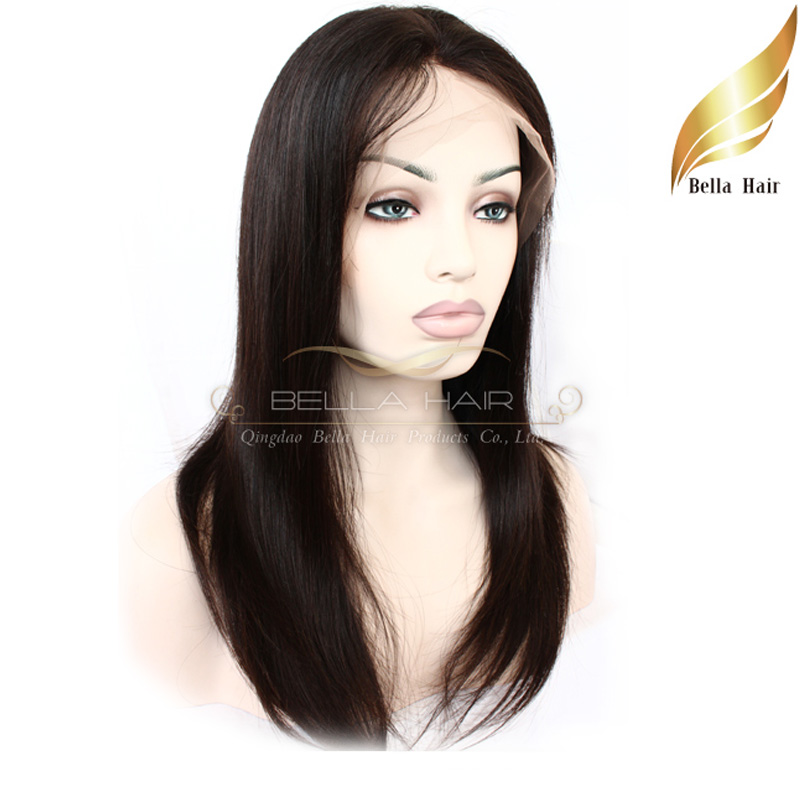 

Full Lace Wig Brazilian Hair Human Hair Wigs with Combs and Stretch Natural Color Silky Straight Medium Cap Bellahair