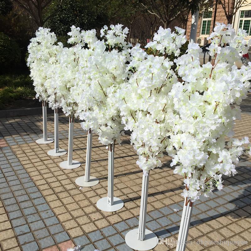 

5Feet Height White Artificial Cherry Blossom Tree Roman Column Road Leads For Wedding Mall Opened Props, Multi