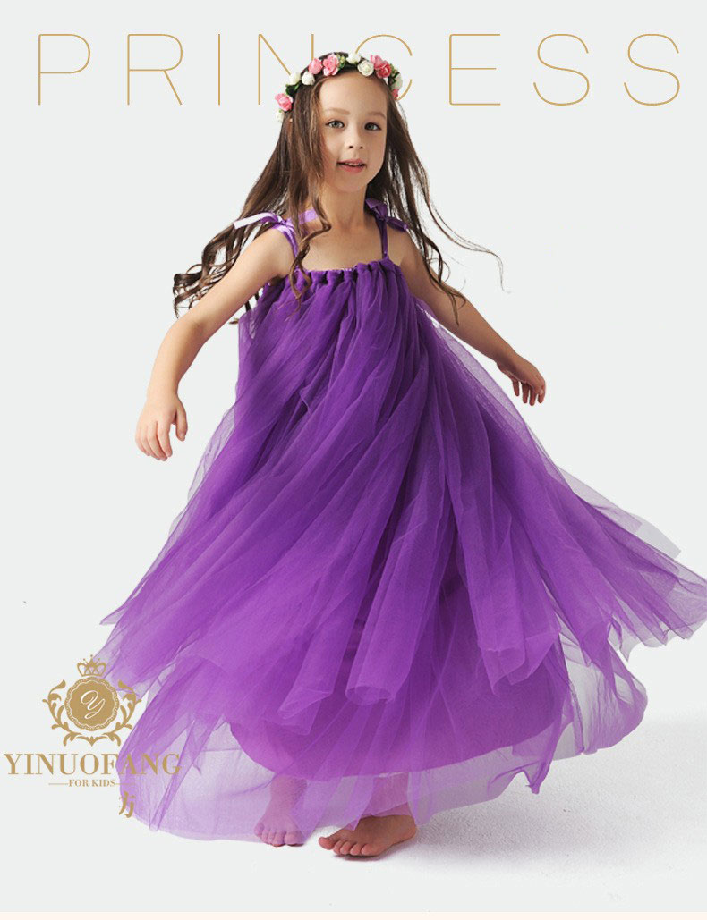 

High-grade Girls Wedding Dress Princess Sling Children Party Ball Gown Flower Girl Dresses for Wedding First Communion Dress, Sky blue