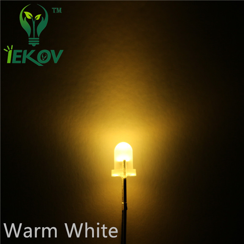 50 unidades 3mm LED blanco cálido difuso super brillante
