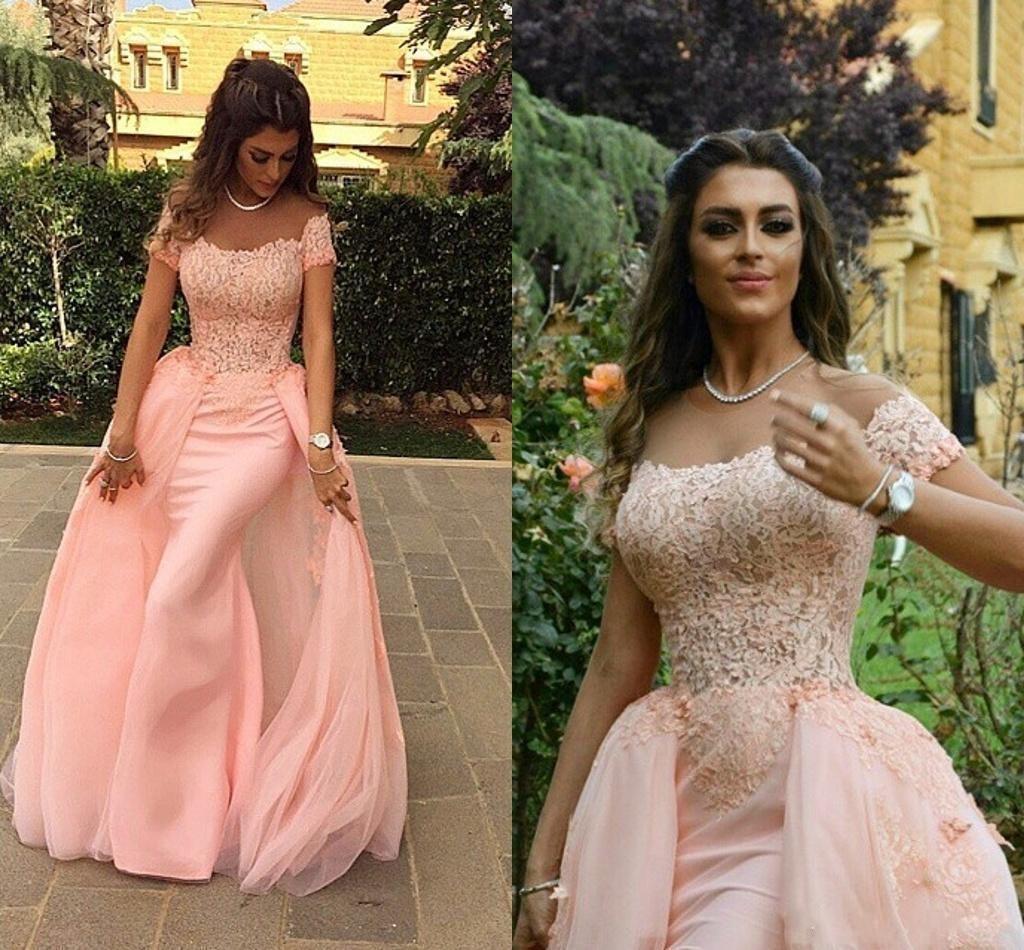 

Vestidos 2018 Special Occasion Mermaid Formal Evening Dresses Arabic Dubai Detachable Skirt Lace Prom Party Gowns, Royal blue