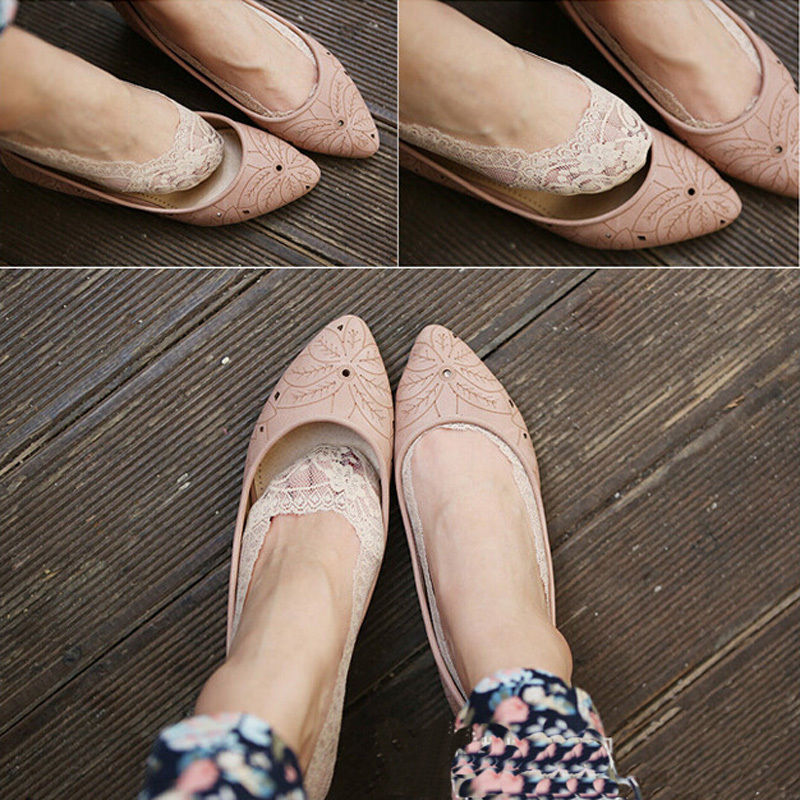 

Wholesale-Latest comfortable south Korean women rocks elastic cotton lace antiskid intangible low cut thin socks, White