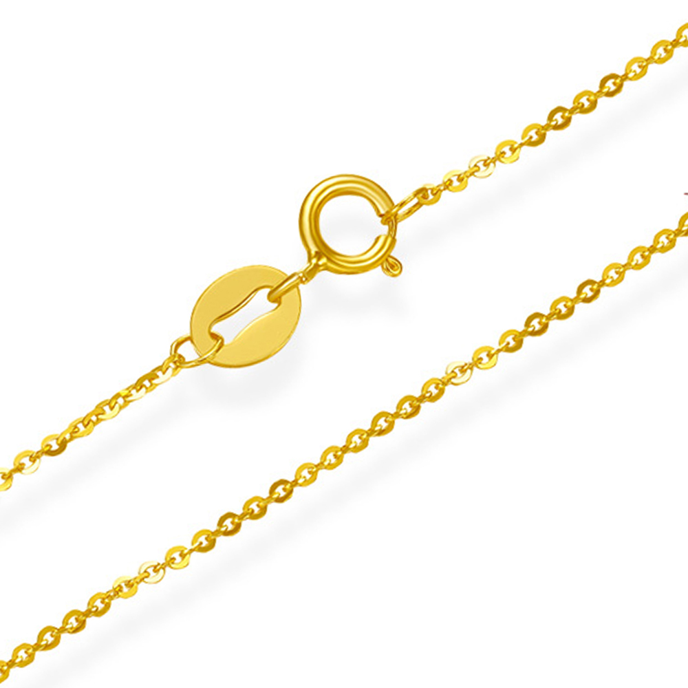 

Fine Jewelry 100% Solid 18K Yellow Gold Necklace Pure Au750 Rolo Chain for Women Luxury Brand Links Chain 1mm Width 40/45cm