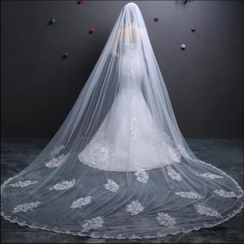 

New One Layer Lace Applique Edge One Layer With Comb Lvory White Wedding Veil Cathedral Bridal Veils 3M Length