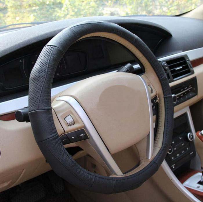 

38cm Universal Car Steering Wheel Cover antislip fashion cow leather